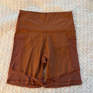 Aerie Burnt Orange Bike Shorts High-Waisted Performance